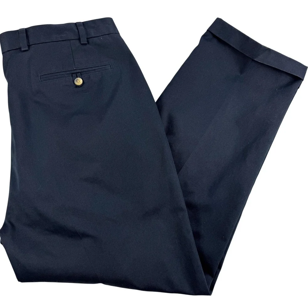 Jos. A. Bank Traveler's Dress Pants Mens 40x29 Blue Cotton Pleated Cuffed Office